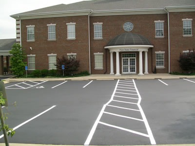 Sealcoated asphalt with fresh striping